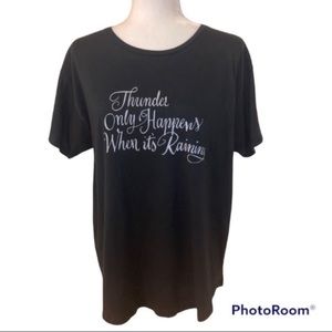 Fleetwood Mac Graphic Tee Song Lyrics Dreams Thunder Raining Black Silver Small